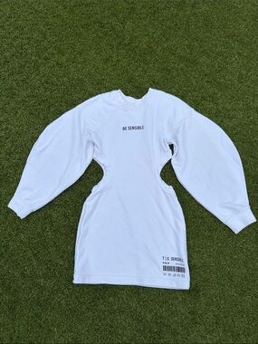 White 'Be Sensible' Cutout Sweatshirt Dress